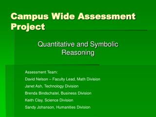 Campus Wide Assessment Project