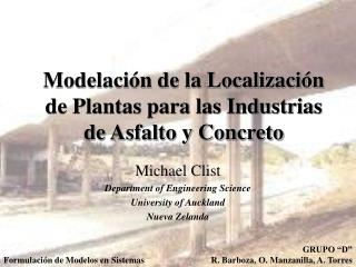 Modelación de la Localización de Plantas para las Industrias de Asfalto y Concreto