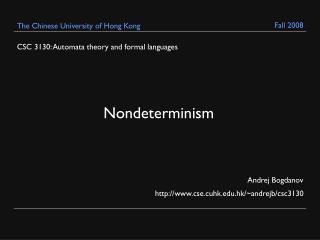 CSC 3130: Automata theory and formal languages