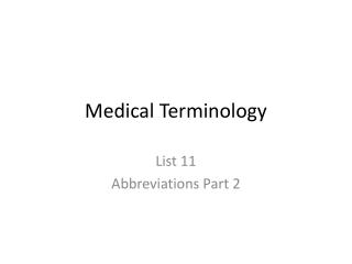 Medical Terminology