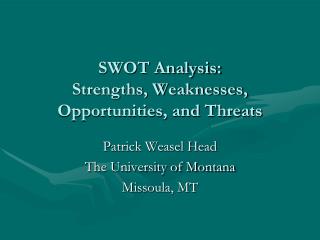 SWOT Analysis: Strengths, Weaknesses, Opportunities, and Threats