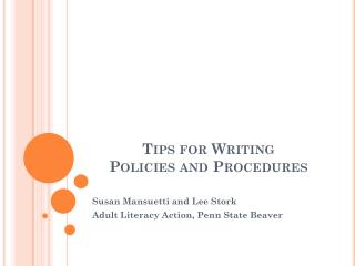 Tips for Writing Policies and Procedures