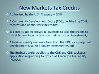 New Markets Tax Credits