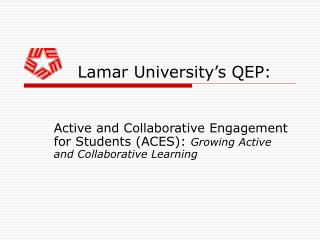 Lamar University’s QEP: