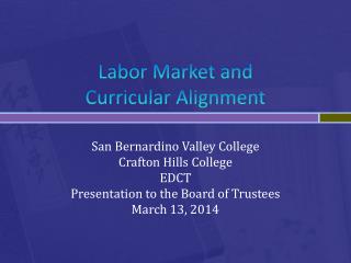 Labor Market and Curricular Alignment