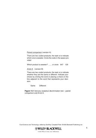 Figure 13.1 Sensory analytical discrimination test – paired comparison and A/not-A.