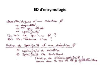 ED d’enzymologie