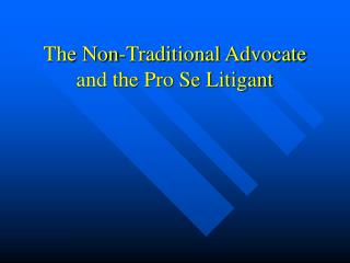 The Non-Traditional Advocate and the Pro Se Litigant