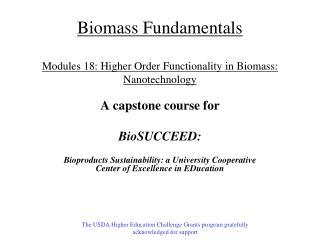 Biomass Fundamentals Modules 18 : Higher Order Functionality in Biomass: Nanotechnology
