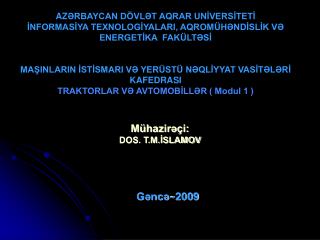 AZ ƏRBAYCAN DÖVLƏT AQRAR UNİVERSİTETİ