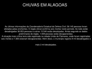 CHUVAS EM ALAGOAS