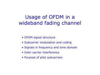 Usage of OFDM in a wideband fading channel