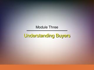Understanding Buyers