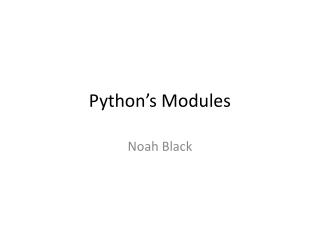 Python’s Modules