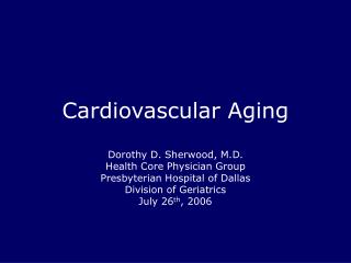 Cardiovascular Aging