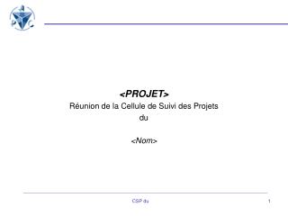 &lt;PROJET&gt; Réunion de la Cellule de Suivi des Projets du &lt;Nom&gt;