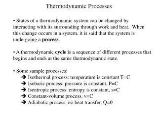 Thermodynamic Processes