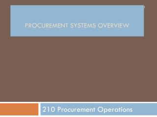 Procurement Systems OVerview