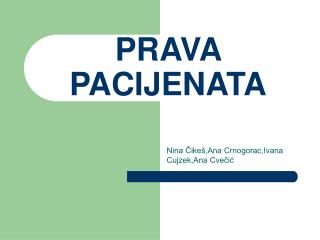 PRAVA PACIJENATA