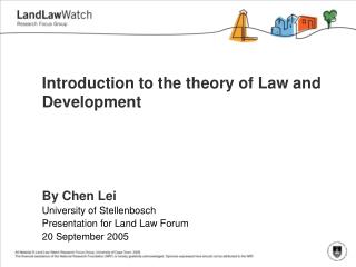 Introduction to the theory of Law and Development