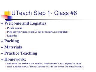 UTeach Step 1- Class #6