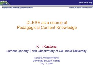 DLESE as a source of Pedagogical Content Knowledge