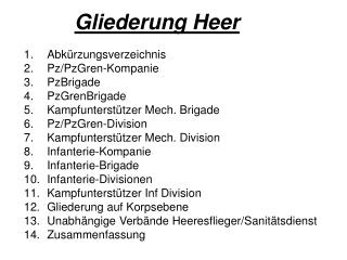 Gliederung Heer