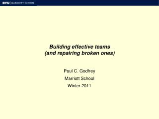 Building effective teams (and repairing broken ones)