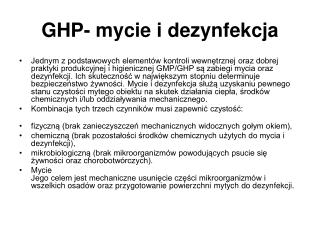 GHP- mycie i dezynfekcja