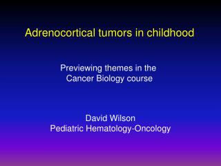 David Wilson Pediatric Hematology-Oncology