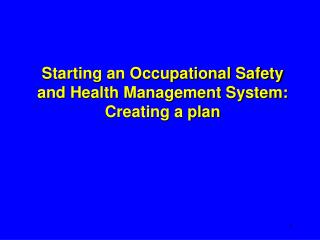 Starting an Occupational Safety and Health Management System: Creating a plan