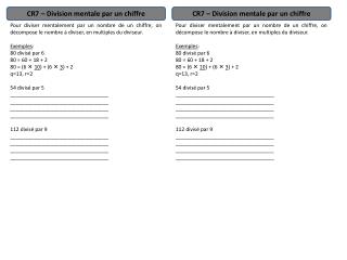 CR7 – Division mentale par un chiffre