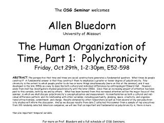 The OSG Seminar welcomes