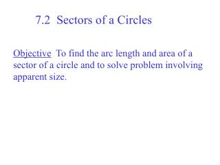 7.2 Sectors of a Circles