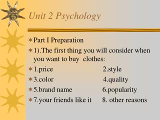 Unit 2 Psychology