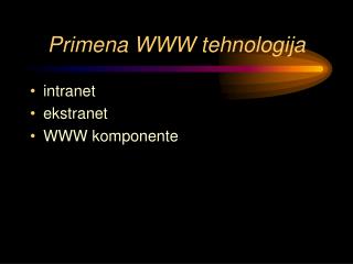 Primena WWW tehnologija