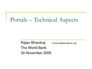 Portals – Technical Aspects