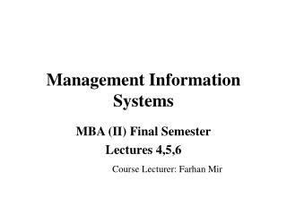 Management Information Systems