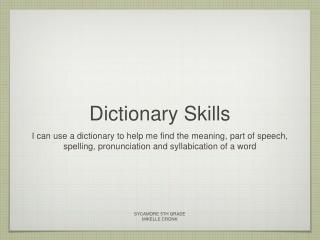 Dictionary Skills