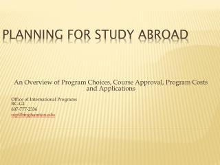 Planning for Study Abroad