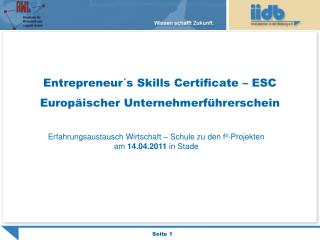 Entrepreneur´s Skills Certificate – ESC Europäischer Unternehmerführerschein