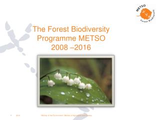 The Forest Biodiversity Programme METSO 2008 –2016