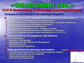 « GEODOMISI Ltd .» Civil &amp; G eotechnical Engineering Consulting Company