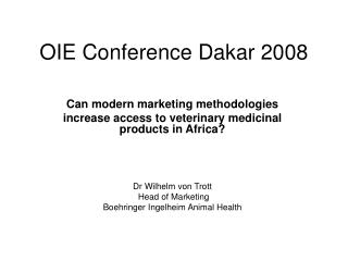 OIE Conference Dakar 2008