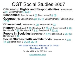 OGT Social Studies 2007