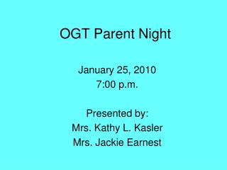 OGT Parent Night