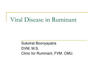 Viral Disease in Ruminant