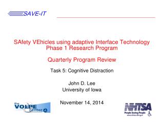 Task 5: Cognitive Distraction John D. Lee University of Iowa November 14, 2014