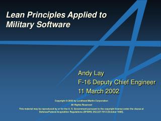 Lean Principles Applied to Military Software