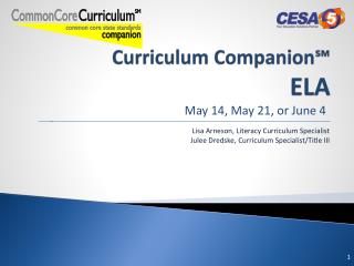 Curriculum Companion℠ ELA